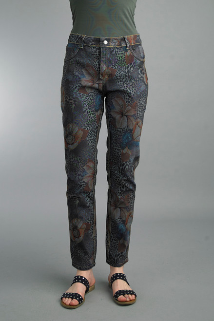 Tempo Paris Navy Floral Reversible Jeans