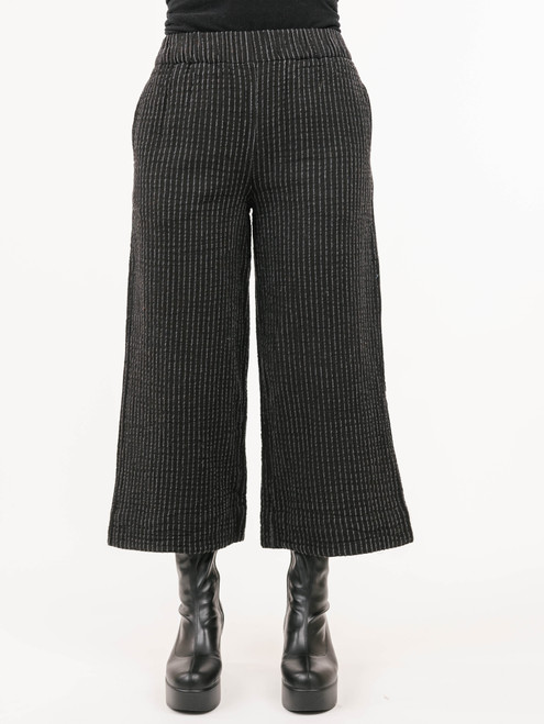Shannon Passero Black Stripe Cotton Crop Pants