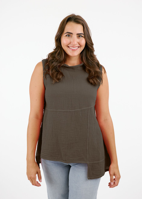 Shannon Passero Earth Mock Neck Sleeveless Top