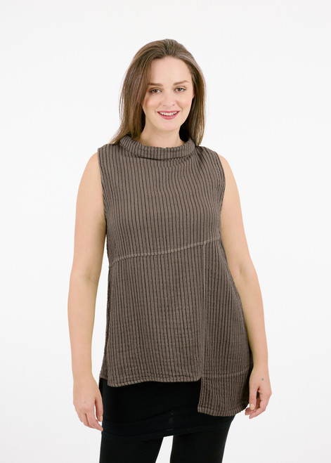 Shannon Passero Earth Stripe Mock Neck Sleeveless Top