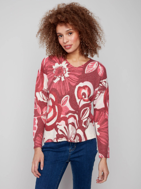 Charlie B Rose Blush V-Neck Sweater