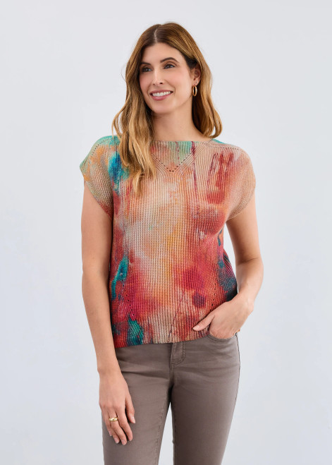 French Dressing Vibrant Ombre Cap Sleeve Sweater