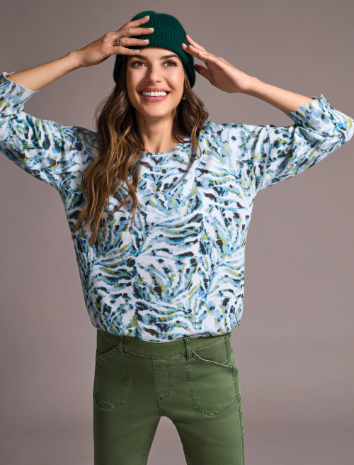 Tribal Mist Blue Cozy Crew Sweater