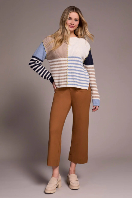 Tribal Colorblock Stripe Whipstitch Sweater