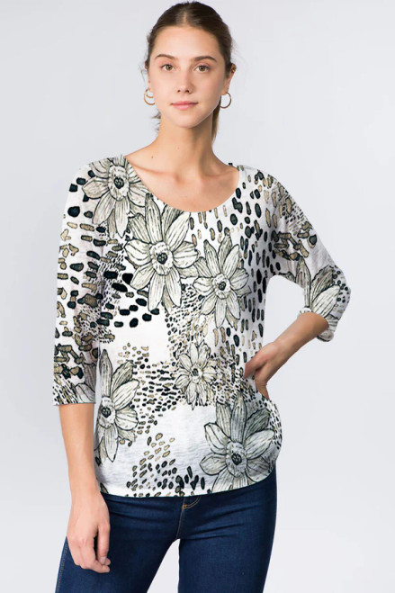 Et' Lois Sketch Flowers Soft Knit Top