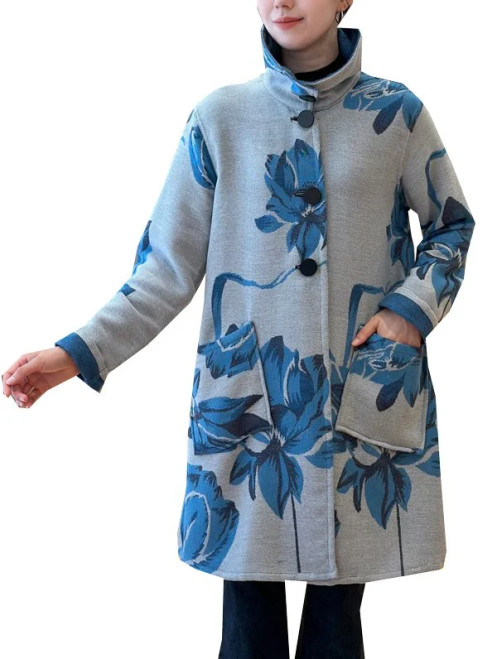 Winding River Royal Blue & White Lotus Reversible Coat