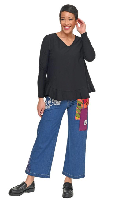 Tulip Black Cotton Jolie Top