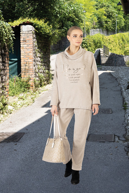 Cherishh Beige Plush Drawstring Pants