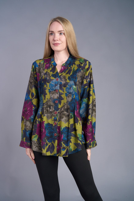Shana Jade Floral Pleated Blouse