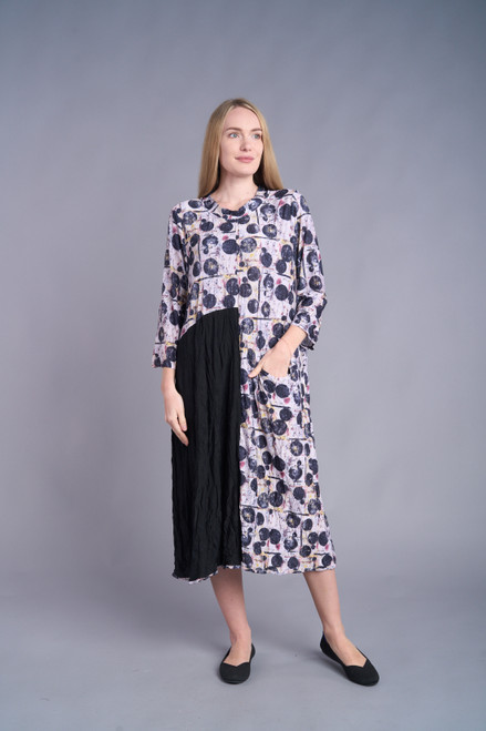 Shana Black Spots Crinkle Dress