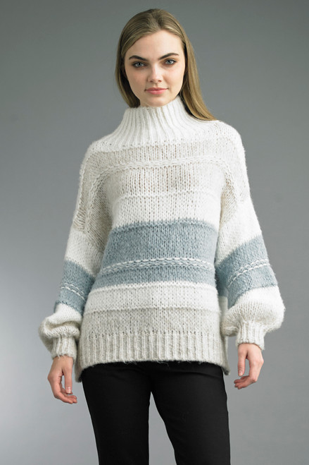 Tempo Paris Stripe Mock Neck Sweater