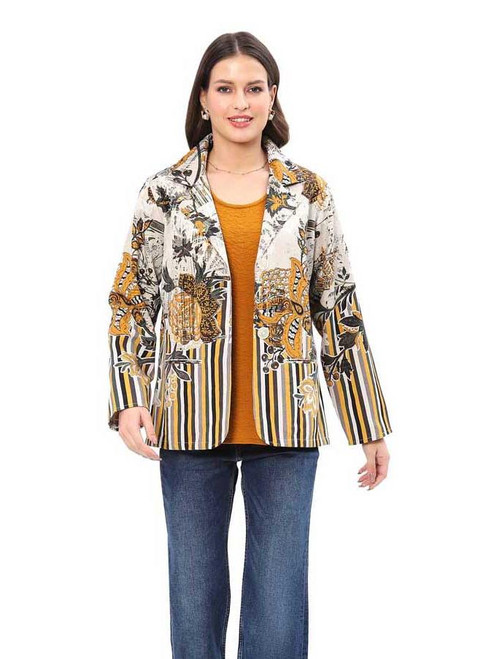Parsley & Sage Gold Mixed Print Cotton Jacket
