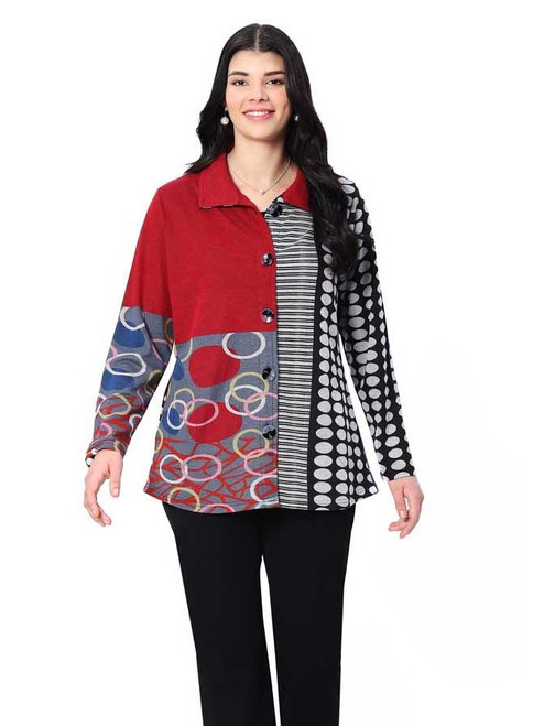 Parsley & Sage Red Mixed Print Shirt