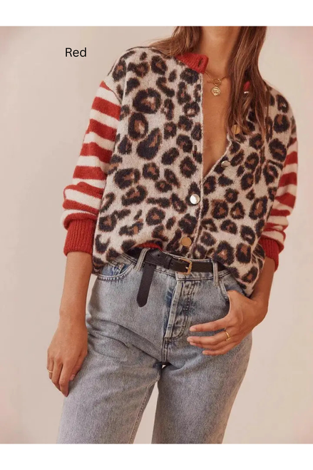 Dipped Shop Relaxed Cozy Leopard Cardigan