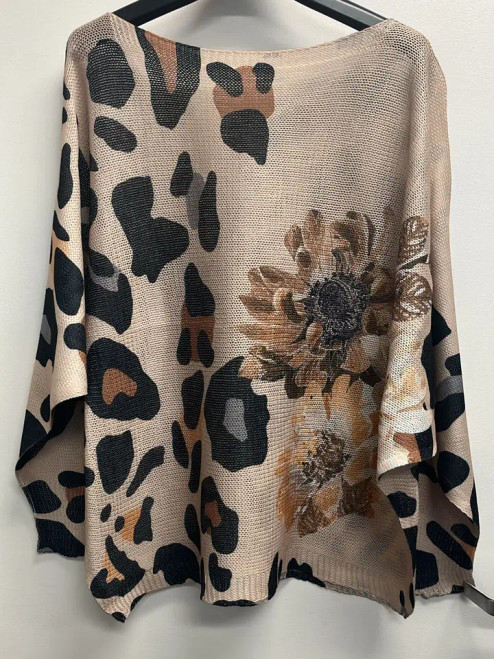 LOOWIE Beige Leopard Printed Sweater