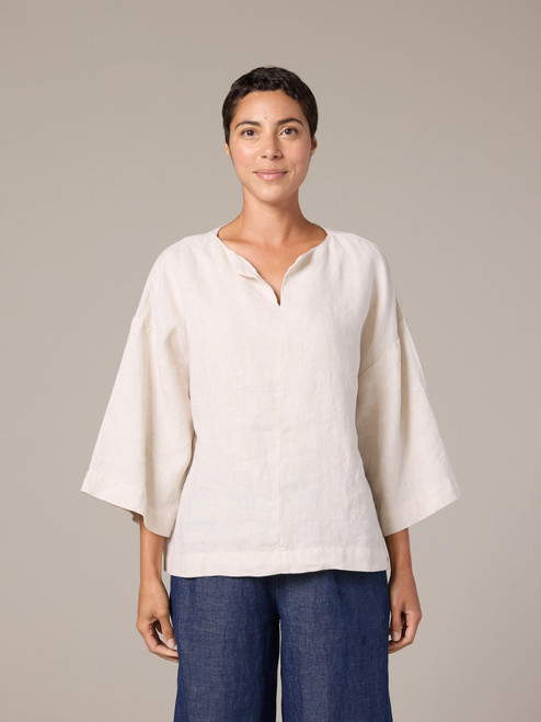 Cut Loose Solid Linen Split Neck Pullover Cut Loose Solid Linen Split Neck Pullover