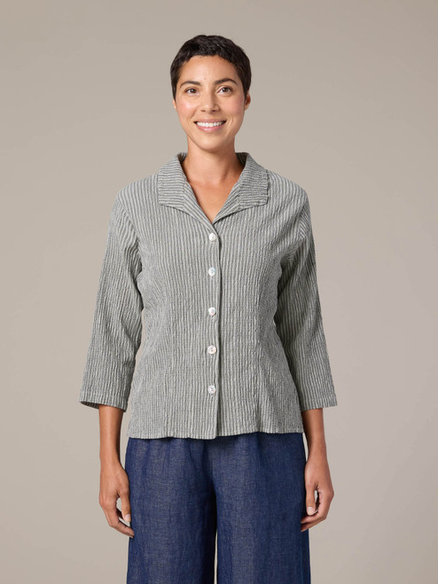 Cut Loose Grey Stripe Crinkle Shirt Cut Loose Grey Stripe Crinkle Shirt