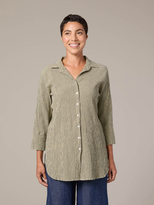 Cut Loose Grey Stripe Crinkle Easy Shirt Cut Loose Grey Stripe Crinkle Easy Shirt