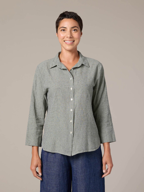 Cut Loose Crosshatch Crop Easy Shirt Cut Loose Crosshatch Crop Easy Shirt