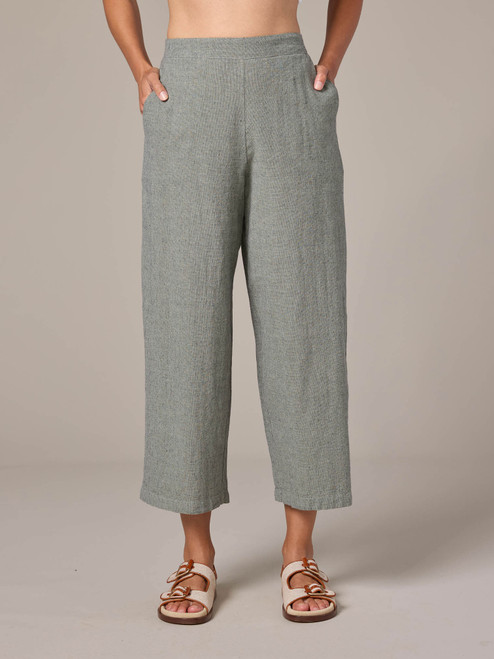Cut Loose Crosshatch Pleated Crop Pant - New Moon Boutique