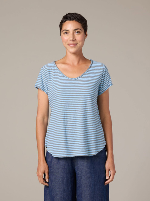 Cut Loose Grey Stripe Raw Edge Top Cut Loose Grey Stripe Raw Edge Top