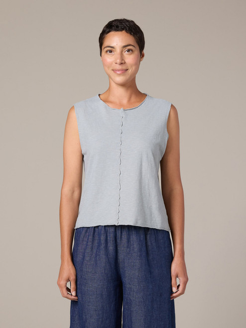 Cut Loose Linen Cotton Jersey Seamed Shell Cut Loose Linen Cotton Jersey Seamed Shell