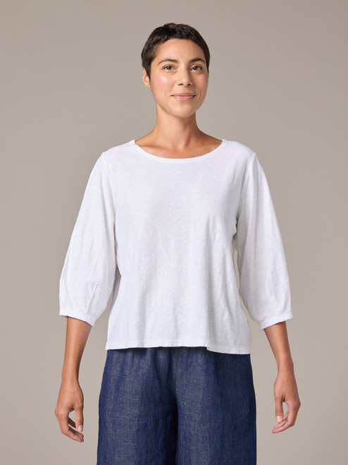 Cut Loose Linen Cotton Jersey Lantern Sleeve Top - New Moon Boutique