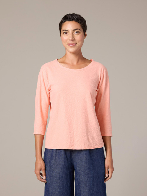 Cut Loose Linen Cotton Jersey 3/4 Sleeve Bias Top Cut Loose Linen Cotton Jersey 3/4 Sleeve Bias Top