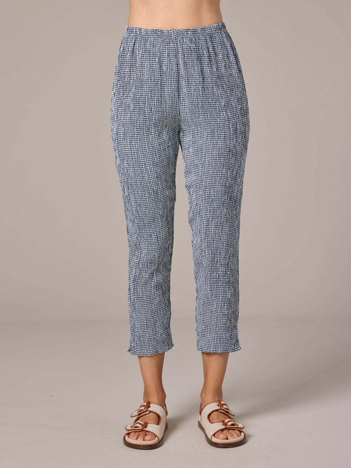 Cut Loose Crinkle Check Tapered Crop Pant Cut Loose Crinkle Check Tapered Crop Pant