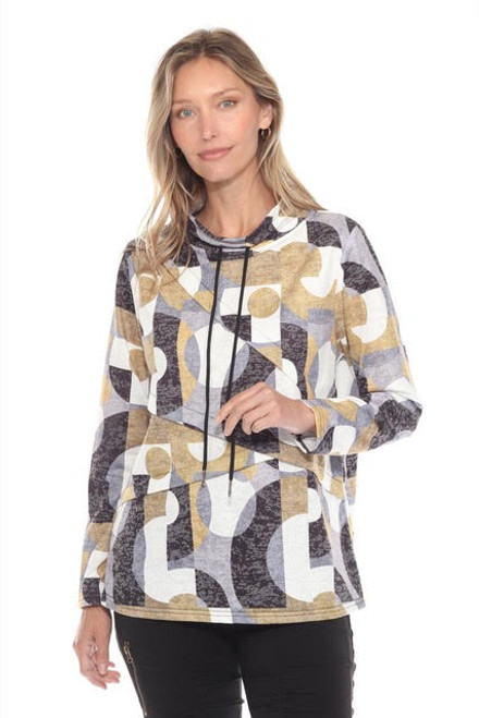 Carine Modern Circles Mock Neck Top