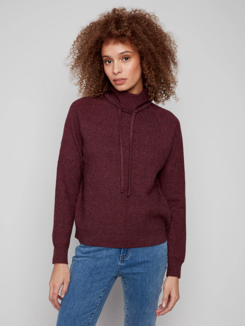 Charlie B Cabernet Textured Sweater Charlie B Cabernet Textured Sweater