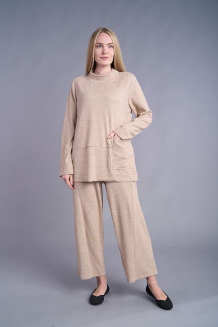 Shana Brushed Oatmeal Mock Neck Top