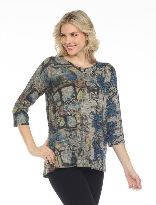 Inoah Brushed Heather Grey Bluebell Top