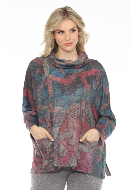 Inoah Maroon Grey Knit One-Size Top