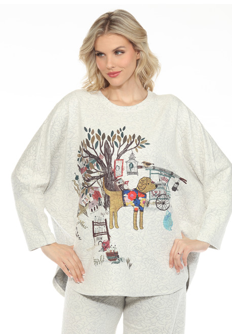 Inoah Dixie One-Size Dolman Slv Relaxed Textured Top