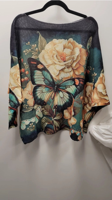 LOOWIE Green Butterfly Printed Sweater