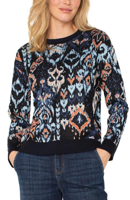 Liverpool Navy Ikat Jacquard Sweater