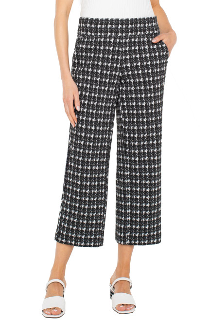Liverpool Black Check Pull-On Crop Pants