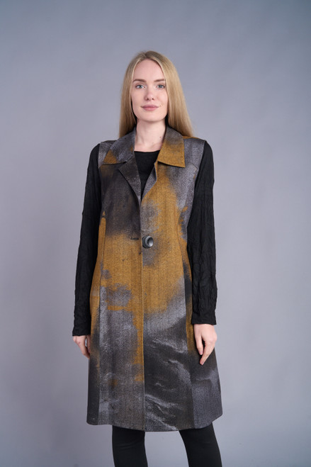 Shana Chocolate & Mustard Long Sueded Vest