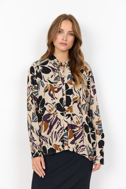 Soya Concept Taupe Floral Blouse