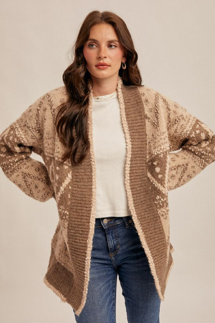 Hem & Thread Mocha Zig Zag Open Cardigan