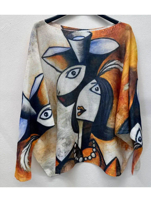LOOWIE Picasso Style Printed Sweater
