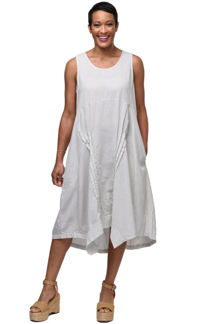 Tulip Sage Stripe Cotton Lennon Dress