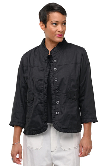 Tulip Black Cotton Sterling Ruffle Jacket