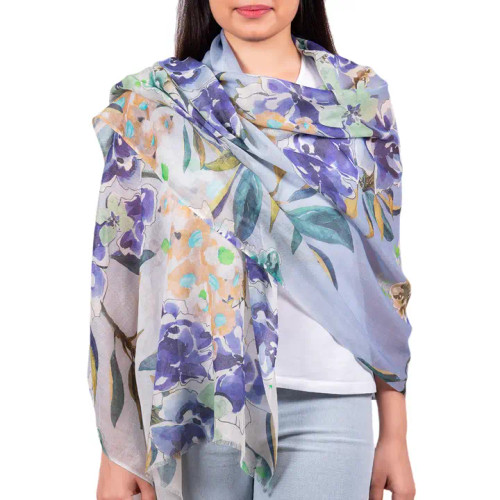 Chinar Watercolor Floral Jenn Purple Scarf