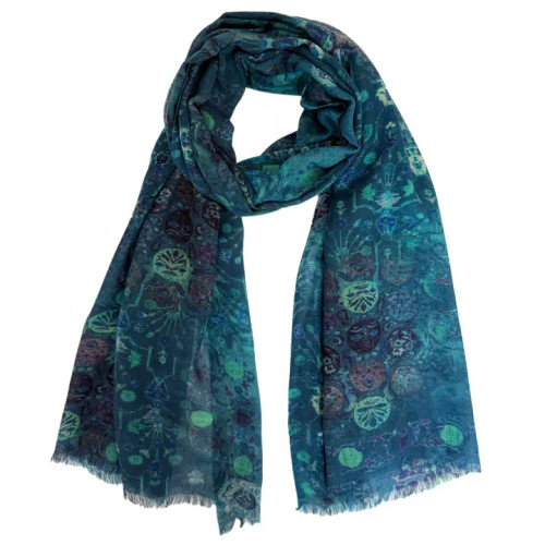 Chinar Turquoise Bohemian Wool Odessa Scarf