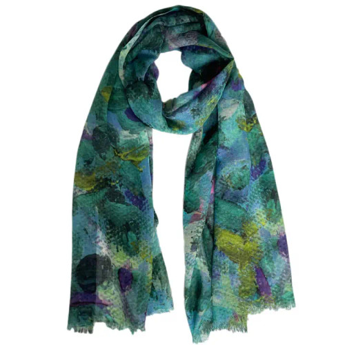 Chinar Abstract Ocean Wool Dawn Scarf