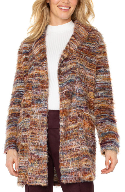 Liverpool Colorful Feather Knit Coatigan