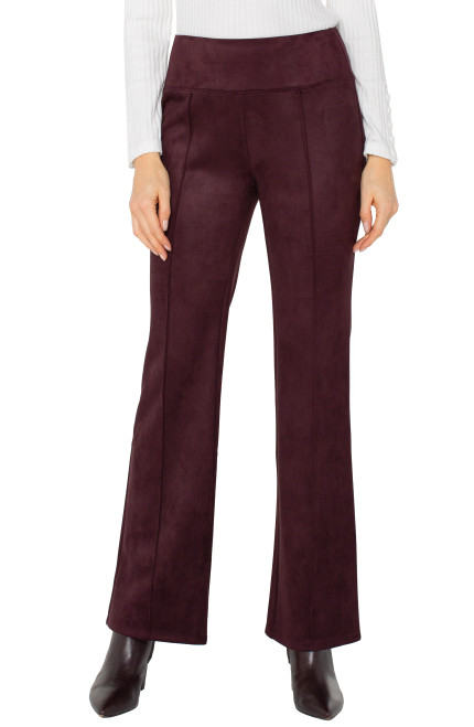  Liverpool Oxblood Sueded Pintuck Flare Pants