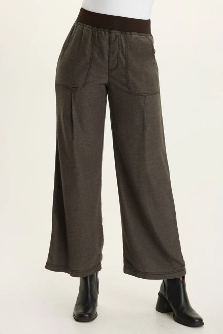 XCVI Deep Grey Twill Wide Leg Pant
